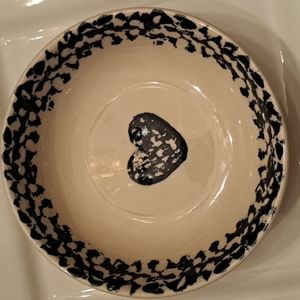 3 Tienshan navy blue Hearts Spongeware bowls